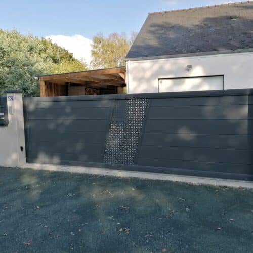Portail coulissant / Décor /L x m/ Gris 7016 / 44130 Le Gâvre